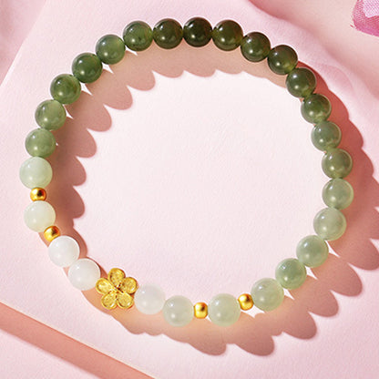 Peach Blossom Jade Bracelet 925 Silver Trendy Jewelry