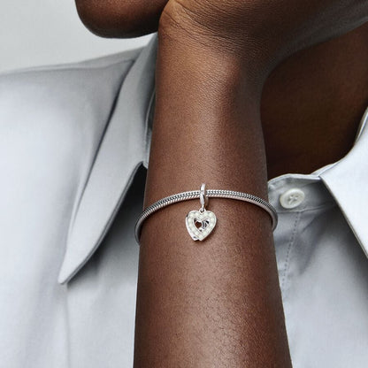 Pearlescent White Heart Double Dangle Charm