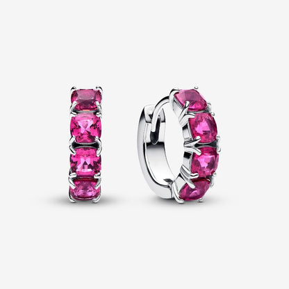 Sterling Silver Pink Hoop Earrings