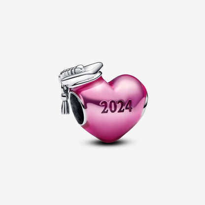 Pink 2024 Graduation Heart Charm