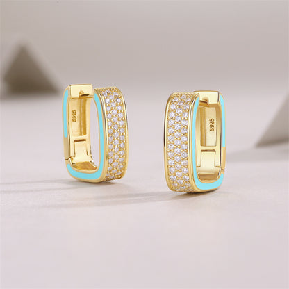Polished 925 Silver Moissanite Geometric Earrings