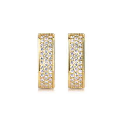 Polished 925 Silver Moissanite Geometric Earrings
