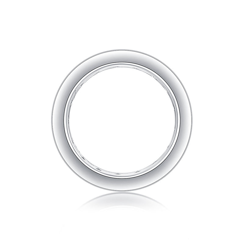 Polished Silver Ring with Round Moissanite Stone