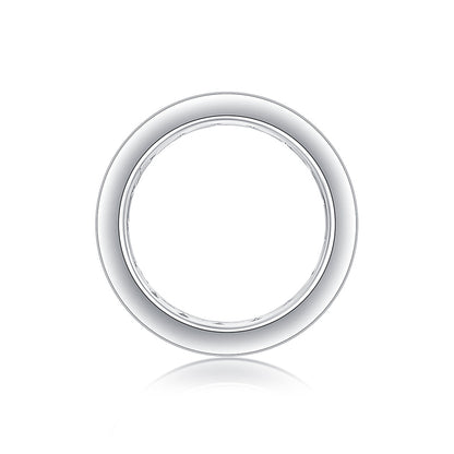 Polished Silver Ring with Round Moissanite Stone