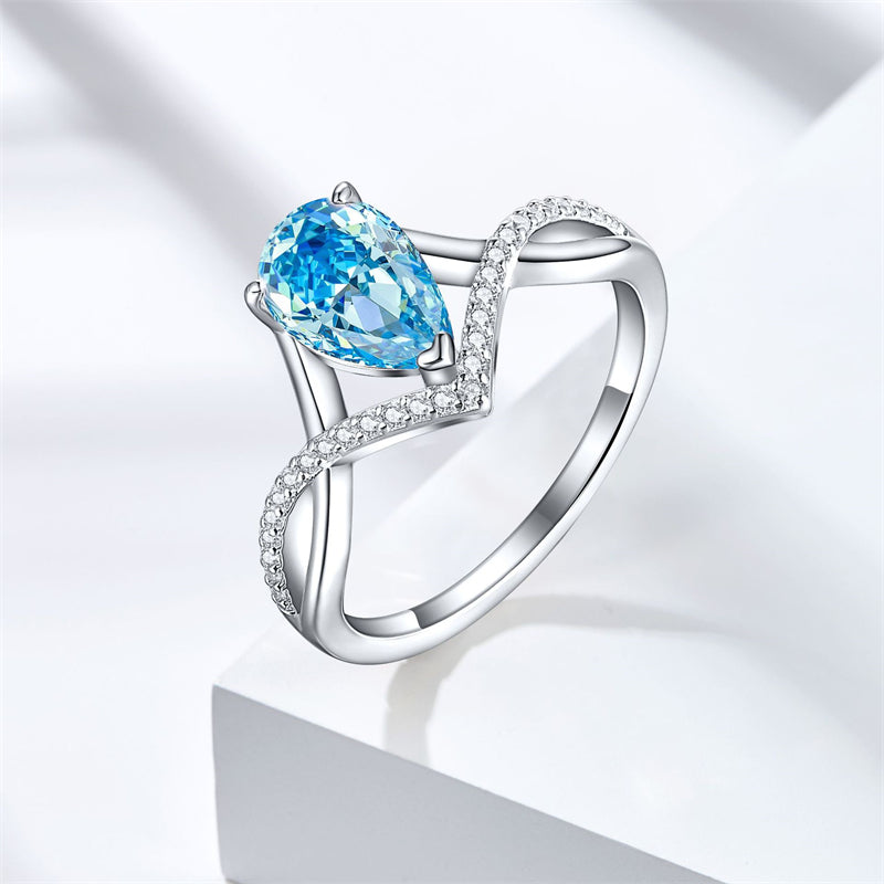 Premium S925 Sterling Silver 1.5ct Teardrop Ring - Icy Fire Princess Cut 6×9mm Zirconia Statement Jewelry (Sizes 5-10)