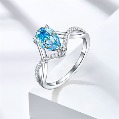 Premium S925 Sterling Silver 1.5ct Teardrop Ring - Icy Fire Princess Cut 6×9mm Zirconia Statement Jewelry (Sizes 5-10)