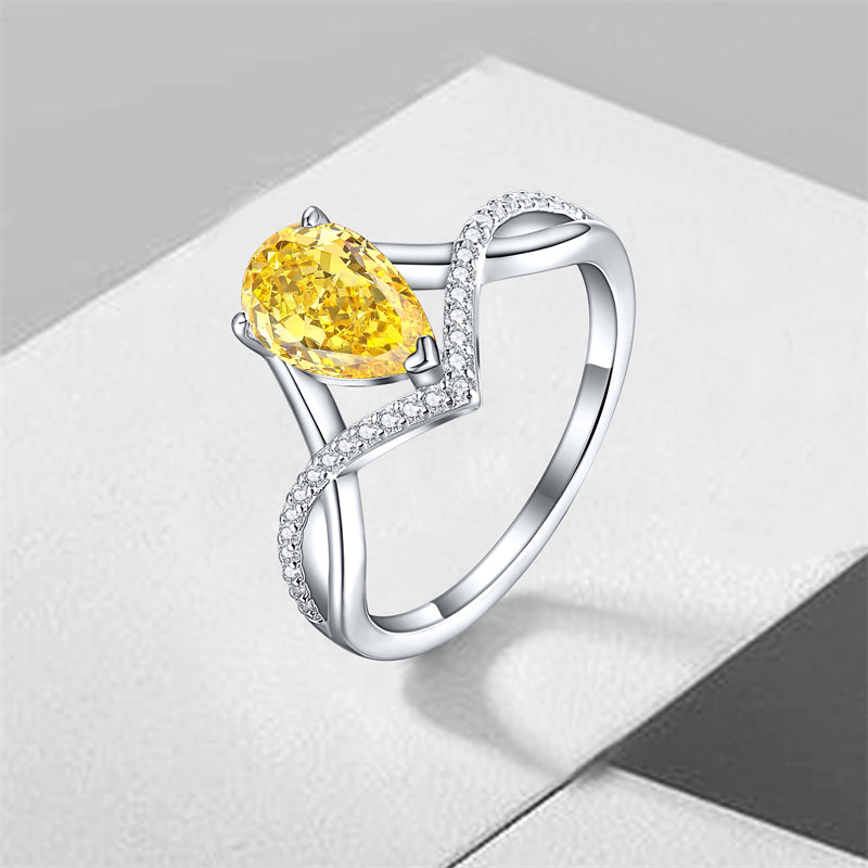 Premium S925 Sterling Silver 1.5ct Teardrop Ring - Icy Fire Princess Cut 6×9mm Zirconia Statement Jewelry (Sizes 5-10)