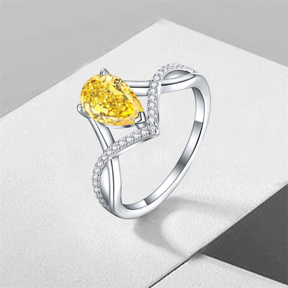 Premium S925 Sterling Silver 1.5ct Teardrop Ring - Icy Fire Princess Cut 6×9mm Zirconia Statement Jewelry (Sizes 5-10)