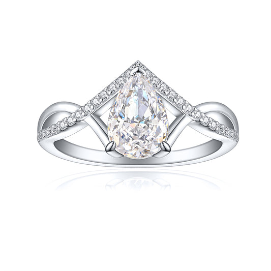 Premium S925 Sterling Silver 1.5ct Teardrop Ring - Icy Fire Princess Cut 6×9mm Zirconia Statement Jewelry (Sizes 5-10)