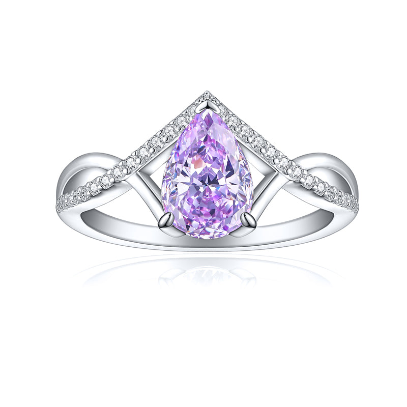 Premium S925 Sterling Silver 1.5ct Teardrop Ring - Icy Fire Princess Cut 6×9mm Zirconia Statement Jewelry (Sizes 5-10)