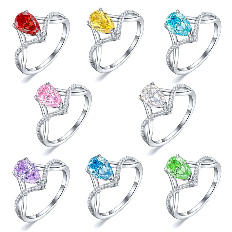 Premium S925 Sterling Silver 1.5ct Teardrop Ring - Icy Fire Princess Cut 6×9mm Zirconia Statement Jewelry (Sizes 5-10)