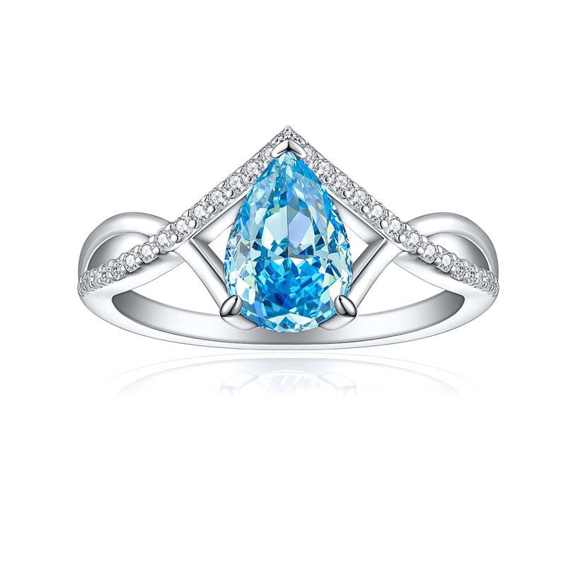 Premium S925 Sterling Silver 1.5ct Teardrop Ring - Icy Fire Princess Cut 6×9mm Zirconia Statement Jewelry (Sizes 5-10)