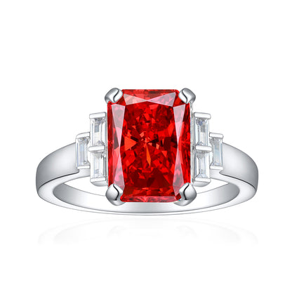 Premium S925 Sterling Silver 4ct Square Cut Ring - 8×11mm Flame Icy Princess Cut Zirconia Statement Jewelry