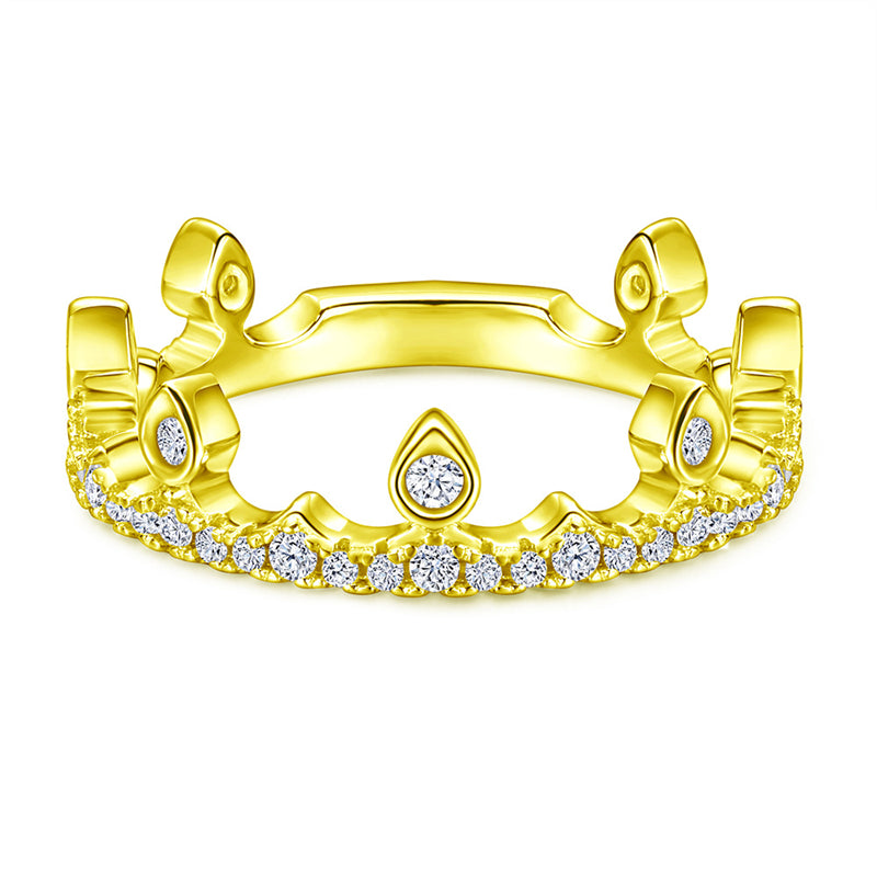 Princess Crown 925 Silver Ring - Elegant Zirconia-Encrusted Band for Women