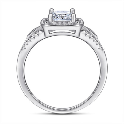 Princess Cut Square Zircon Wedding Ring - 925 Sterling Silver Minimalist Bridal Band for Women