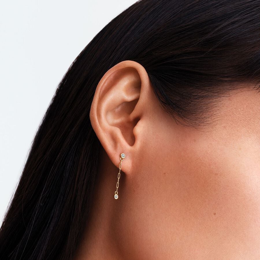 Paperclip Chain Diamond Drop Earrings
