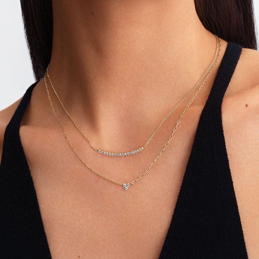 14k Gold LabGrown Diamond Cluster Necklace