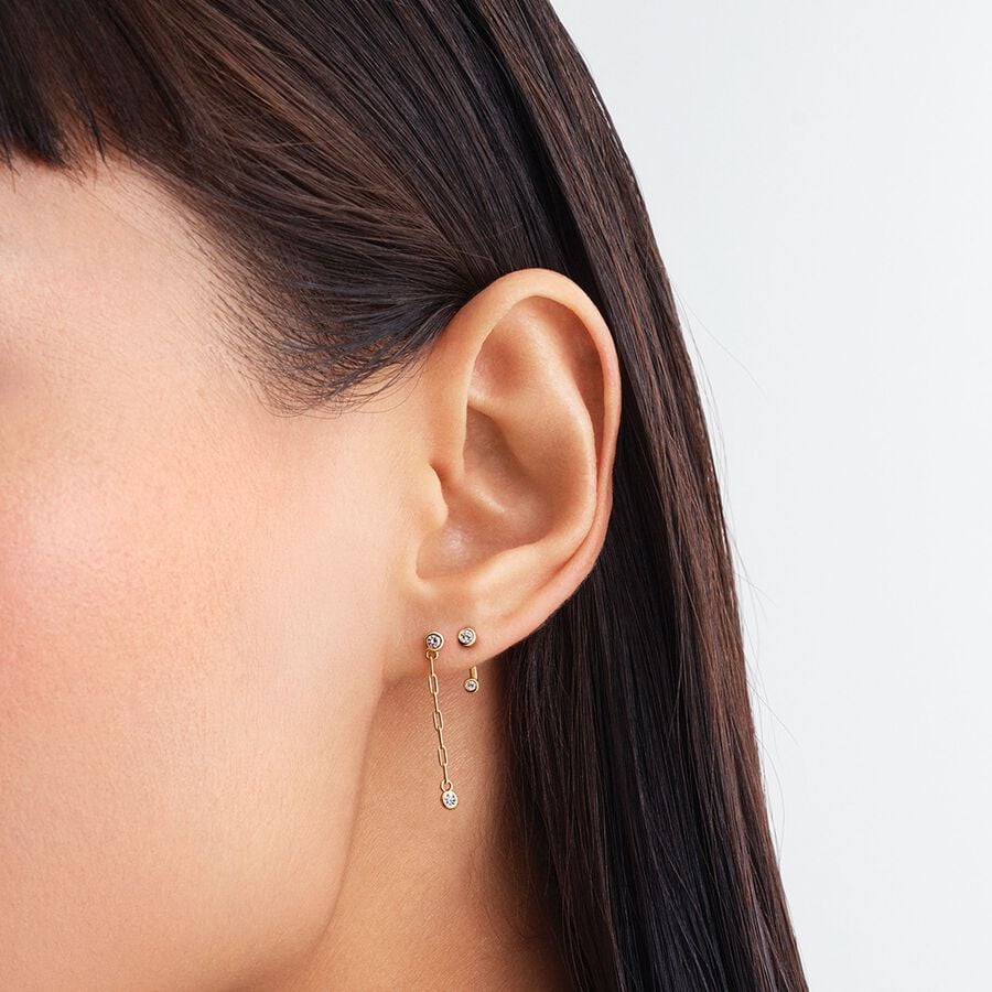 Paperclip Chain Diamond Drop Earrings