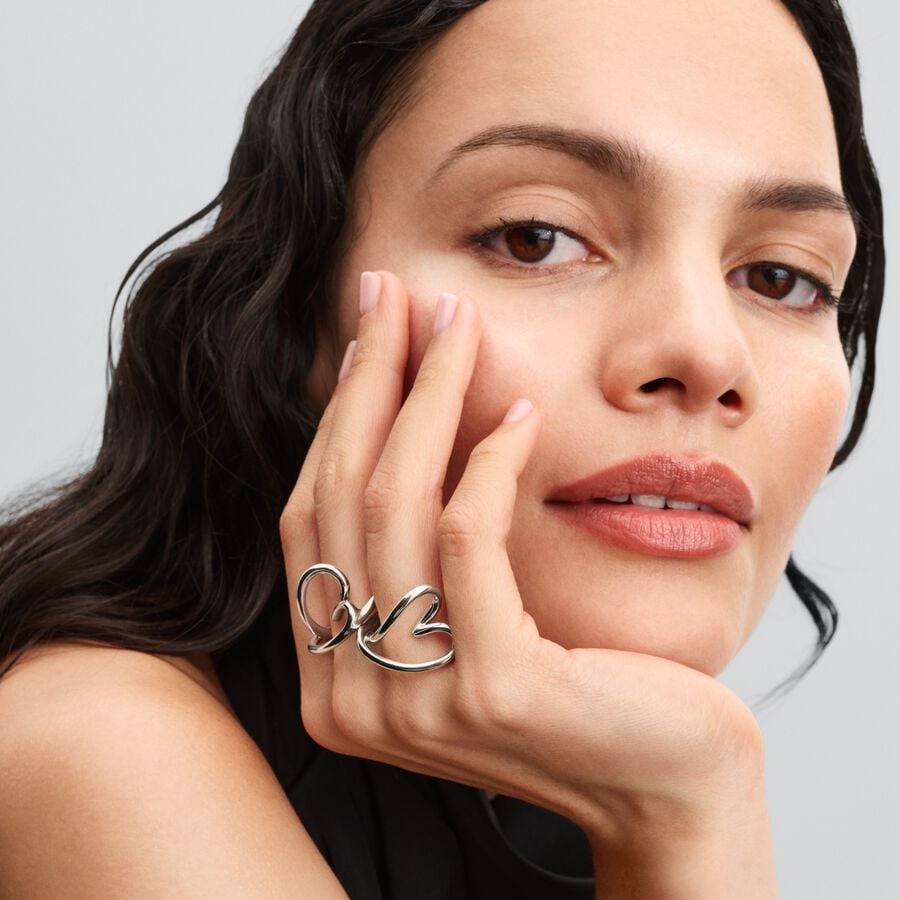 Nature Inspired Openwork Heart Ring