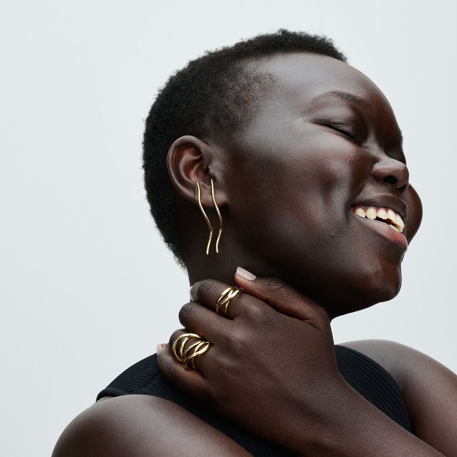 14k Gold Plated Infinity Ring Wavy Architectural