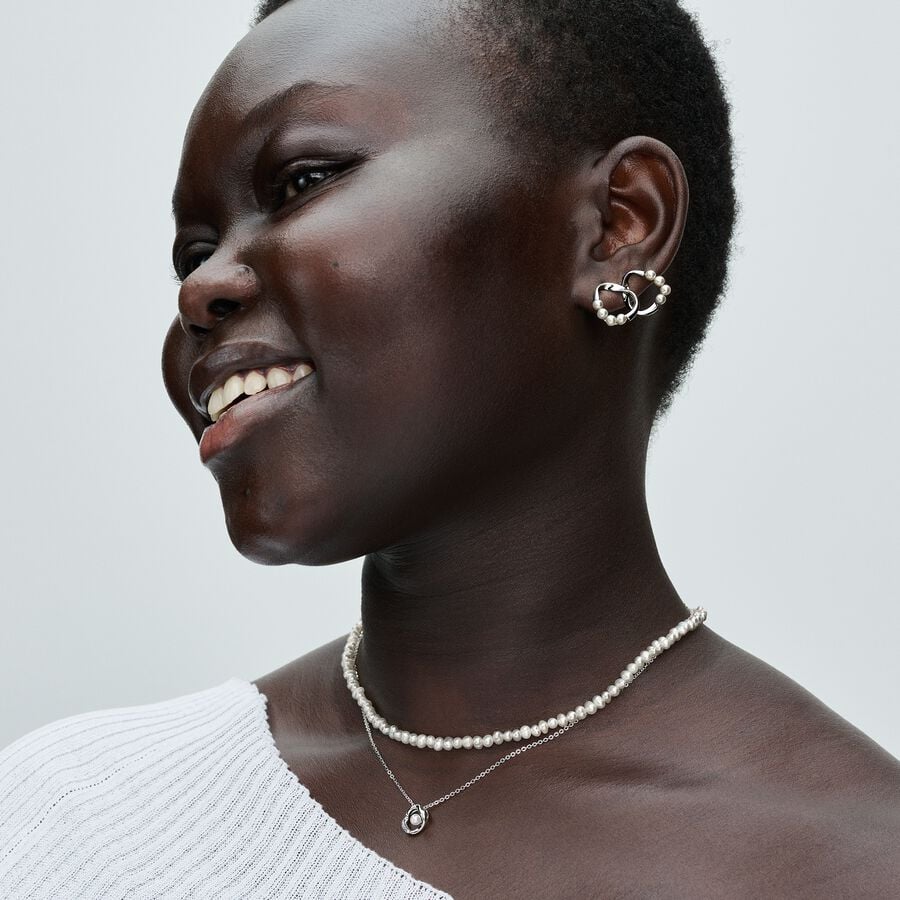 Pearl Oval Stud Earrings