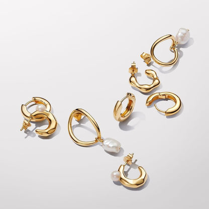 Pearl & Gold Organic Hoop Earrings