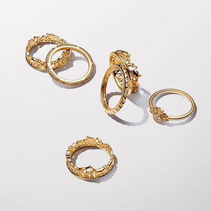 Gold Texture & Stones Ring