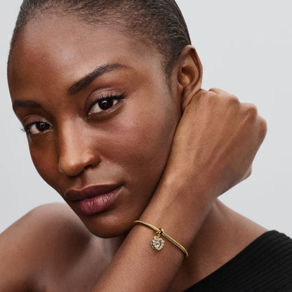 Two-Tone Sparkling Heart Double Dangle Charm