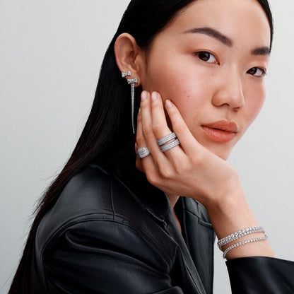 Sterling Silver Square Pavé Cocktail Ring