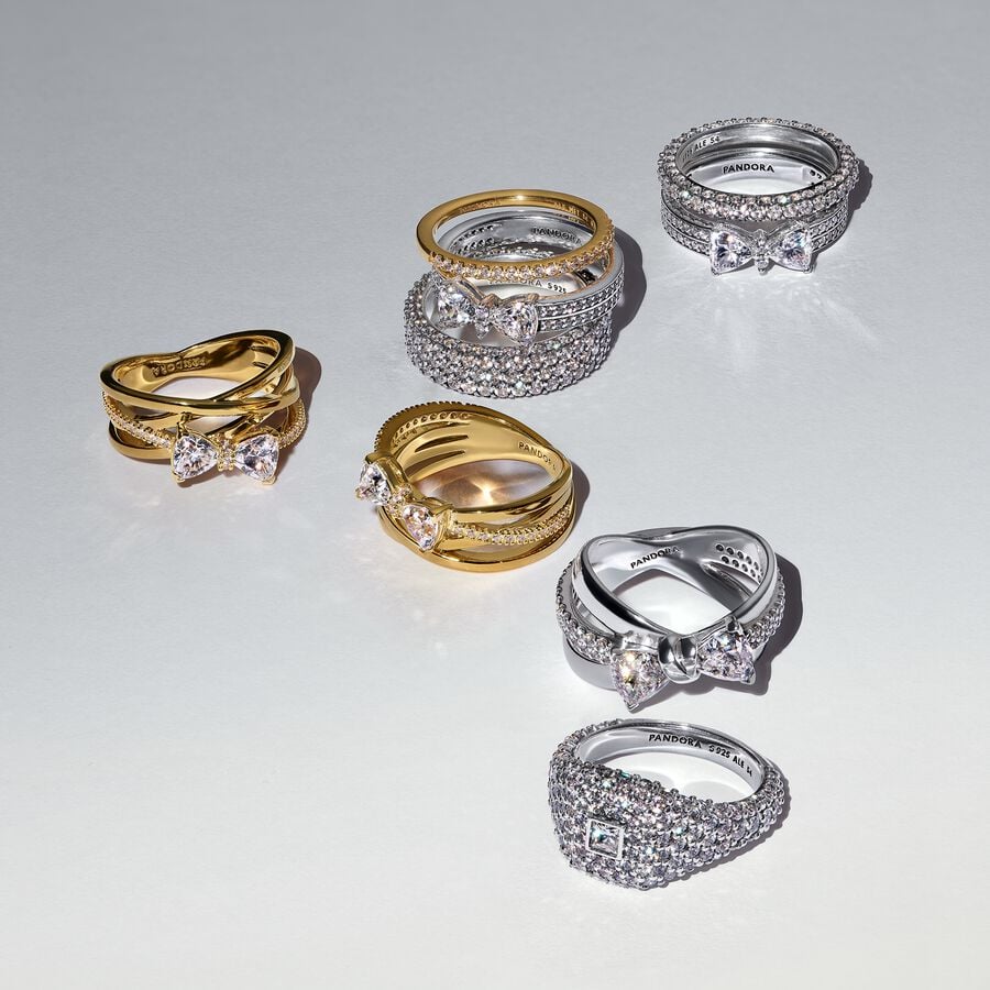 Sterling Silver Square Pavé Cocktail Ring