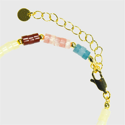 Rainbow Geometric Natural Stone Bracelet - Handmade Fresh Sweet Women's Bohemian Jewelry with Natural Color Spectrum