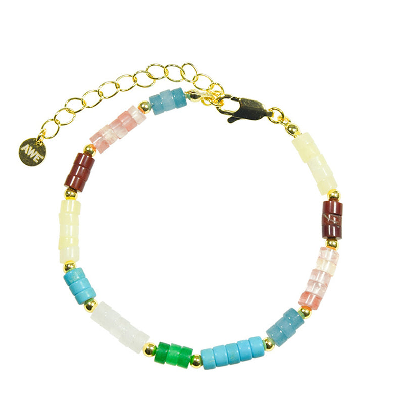 Rainbow Geometric Natural Stone Bracelet - Handmade Fresh Sweet Women's Bohemian Jewelry with Natural Color Spectrum