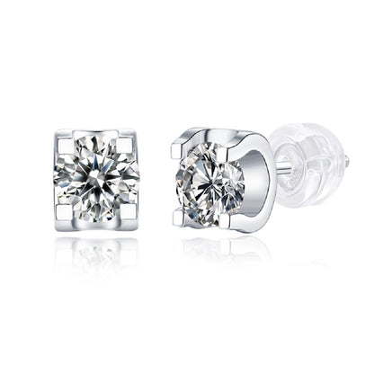 Rectangle Geometric Stud Earrings in 925 Silver