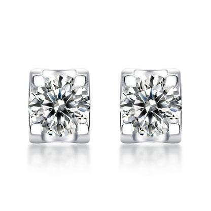 Rectangle Geometric Stud Earrings in 925 Silver