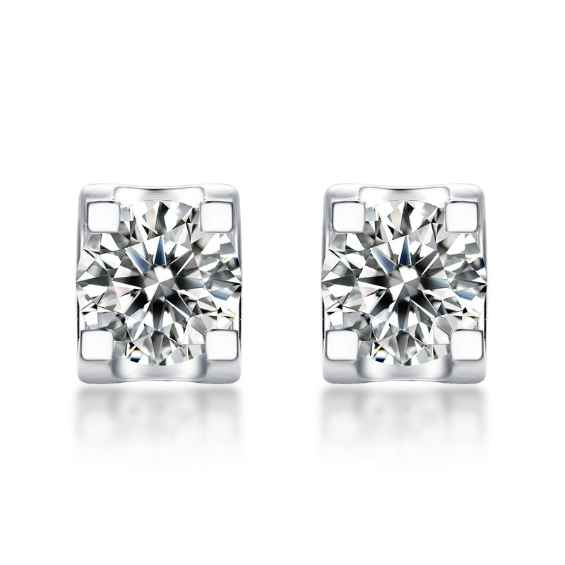 Rectangle Geometric Stud Earrings in 925 Silver