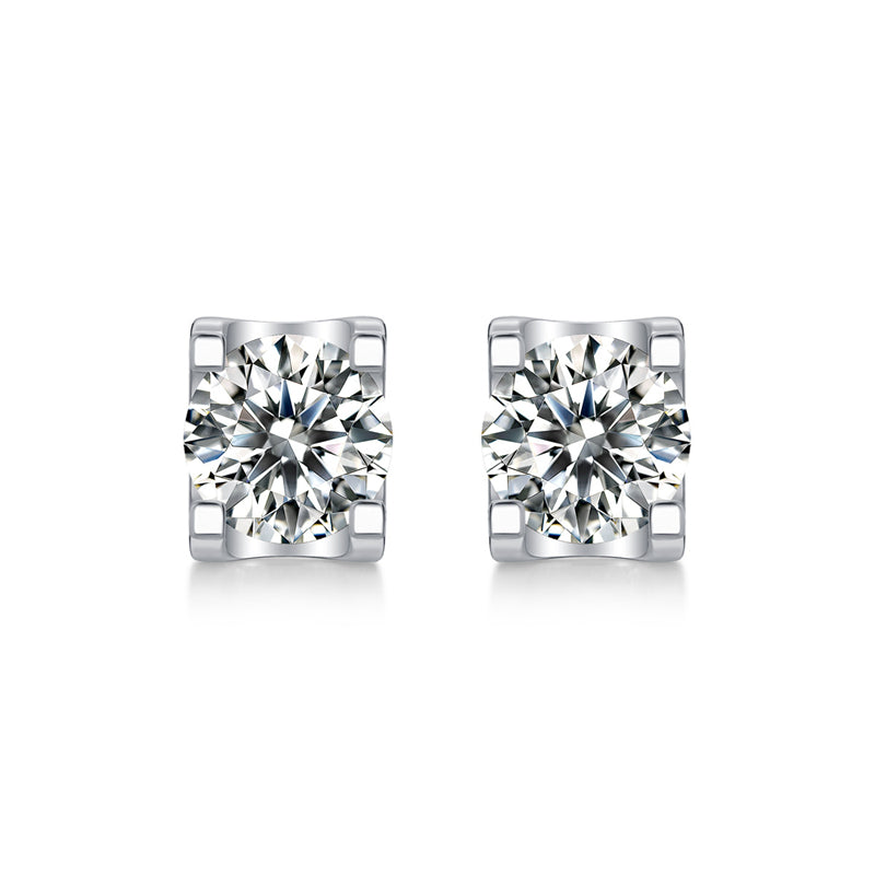 Rectangle Geometric Stud Earrings in 925 Silver