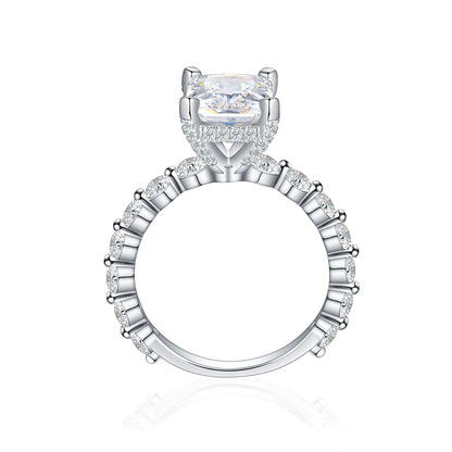 Rectangular 5A Zirconia 925 Silver Ring - Princess Cut Ice-Style Band for Women