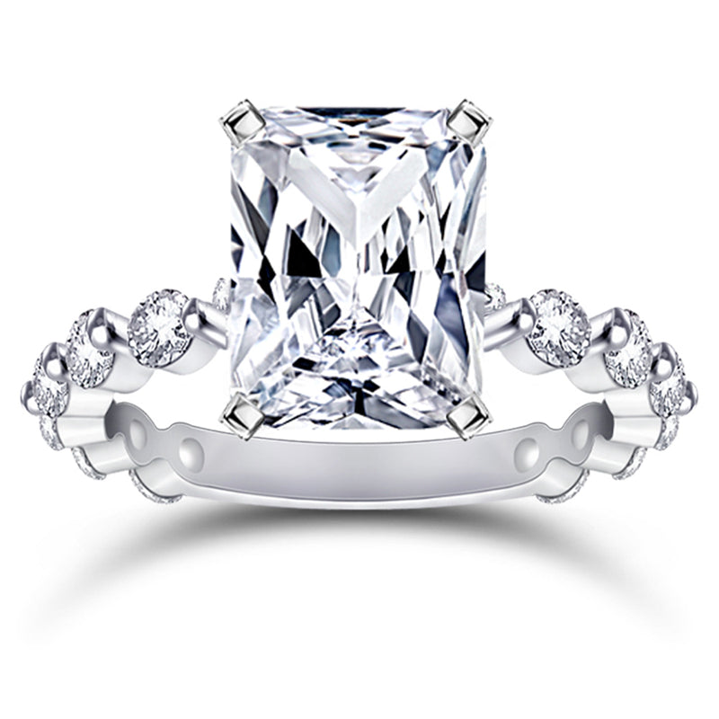 Rectangular 5A Zirconia 925 Silver Ring - Princess Cut Ice-Style Band for Women