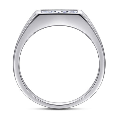 Rectangular Zircon Men's Ring - 925 Sterling Silver Modern Statement Jewelry