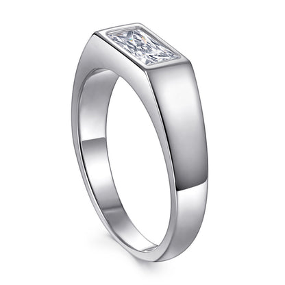 Rectangular Zircon Men's Ring - 925 Sterling Silver Modern Statement Jewelry