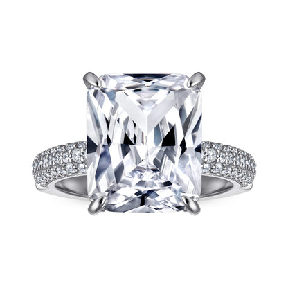 Rectangular Zirconia 925 Silver Ring - Elegant European Engagement Band