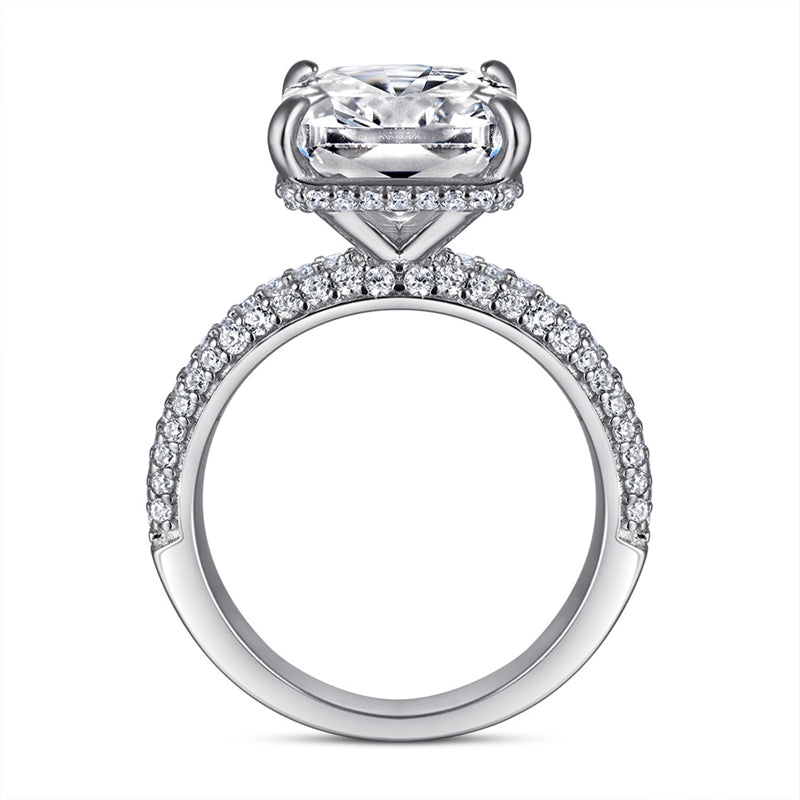 Rectangular Zirconia 925 Silver Ring - Elegant European Engagement Band