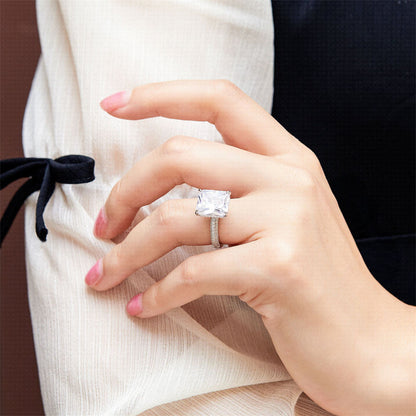 Rectangular Zirconia 925 Silver Ring - Elegant European Engagement Band