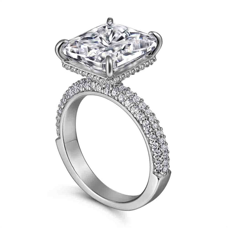 Rectangular Zirconia 925 Silver Ring - Elegant European Engagement Band