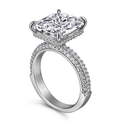 Rectangular Zirconia 925 Silver Ring - Elegant European Engagement Band