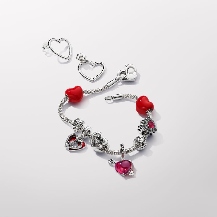 Red Heart & Keyhole Double Dangle Charm