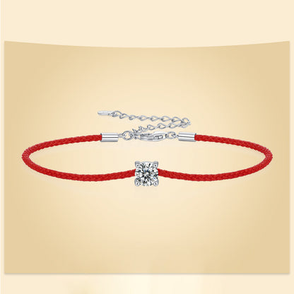 Red Thread Bracelet with Moissanite