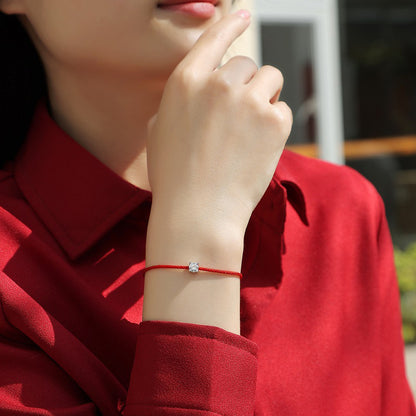 Red Thread Bracelet with Moissanite