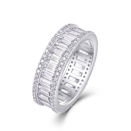 Refined 925 Silver Band Featuring Mixed Moissanite