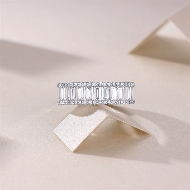 Refined 925 Silver Band Featuring Mixed Moissanite